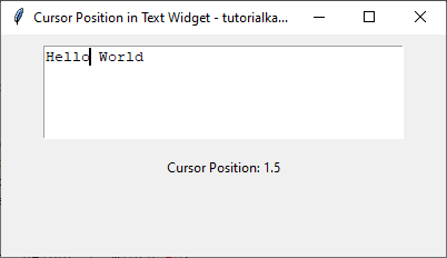 when the cursor is moved back in text widget, the cursor position is updated