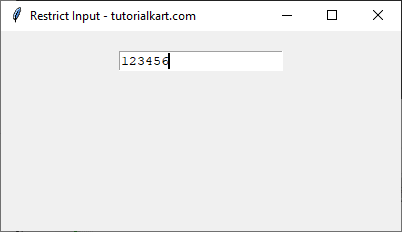 Example for Restricting Input to Numbers in Text Widget Using Event Binding in Tkinter Python