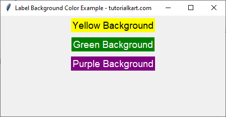 Setting Background Color for Label Using Standard Color Names in Tkinter Python